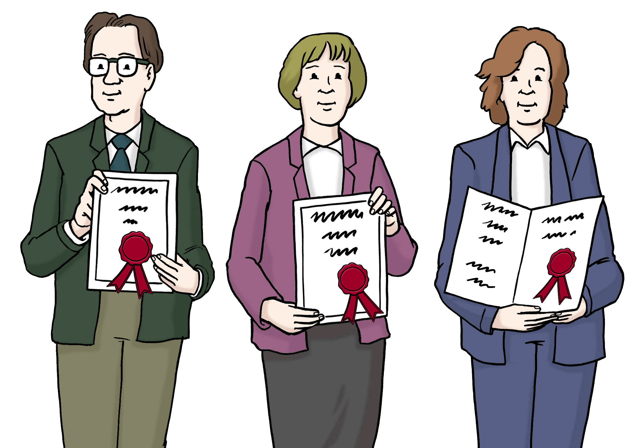 Drei Fachleute mit Auszeichnung