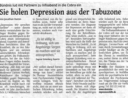 Artikel zur Veranstaltung „Depression: Wir sprechen darüber“